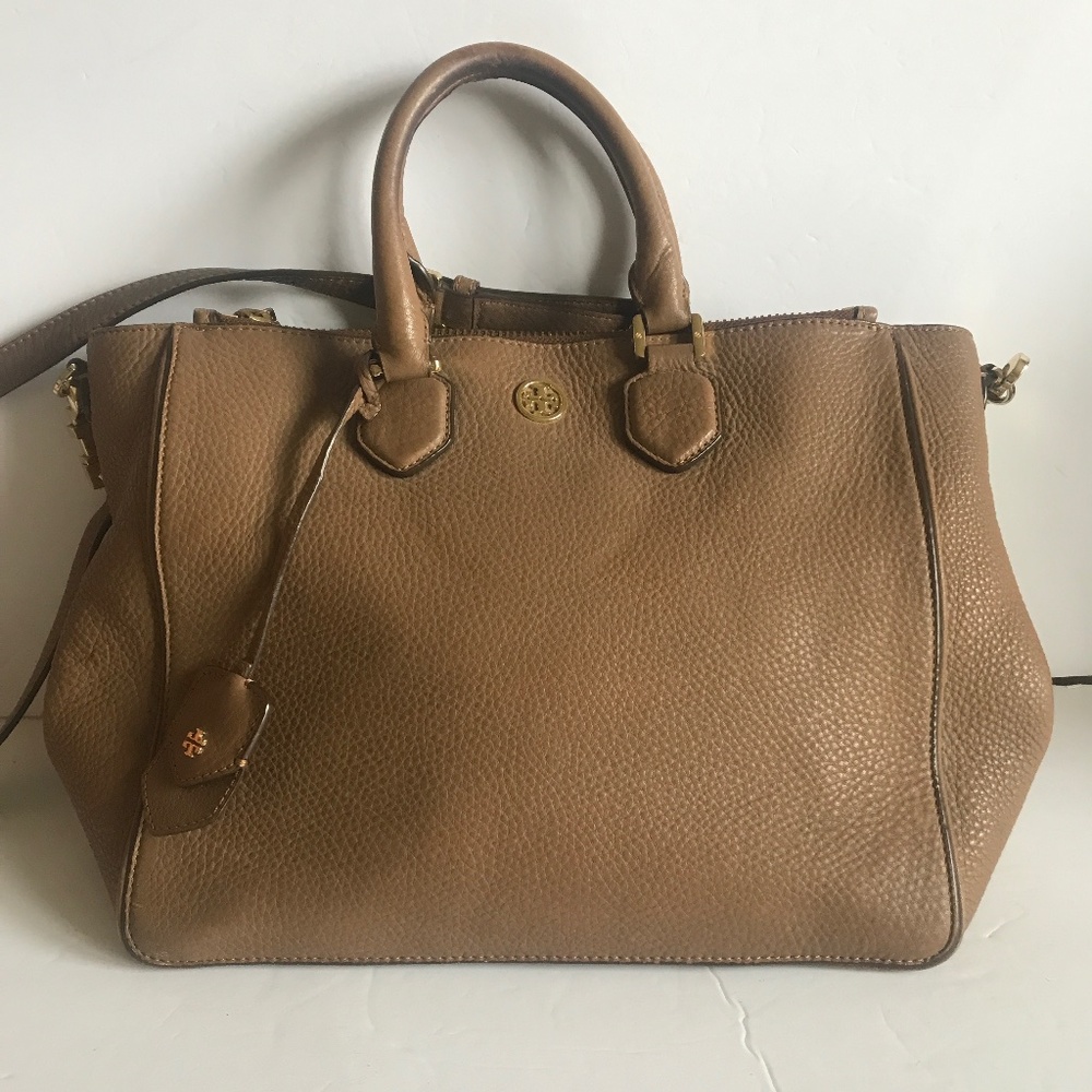 Tory Burch Large Satchel Handbag. Camel.